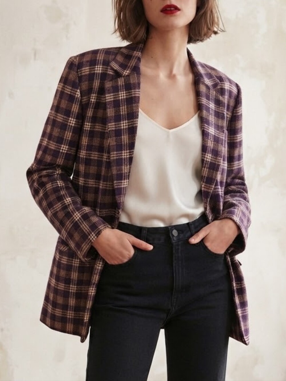 VTG Fits L Sz 10 Wool Blend Plaid Tartan Blazer Jacket Old Money Preppy Heritage